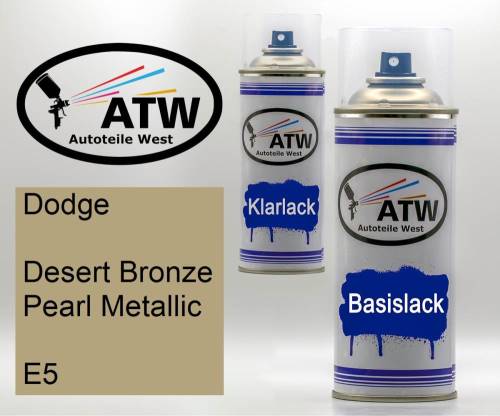 Dodge, Desert Bronze Pearl Metallic, E5: 400ml Sprühdose + 400ml Klarlack - Set, von ATW Autoteile West.